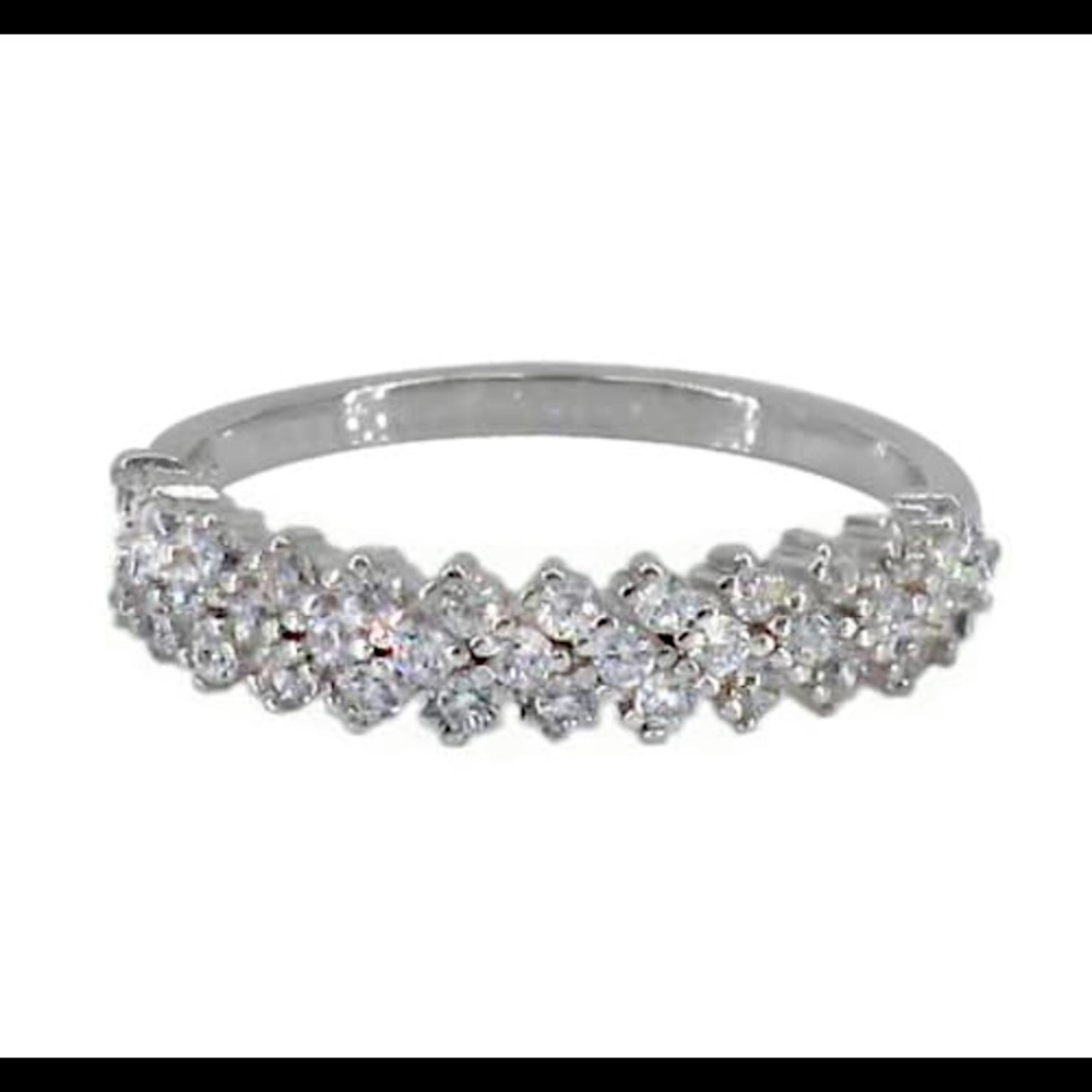925 sterling silver cz half eternity ring